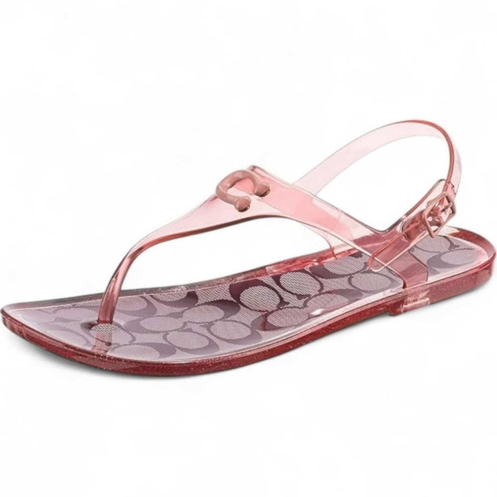 Coach Natalee Jelly Thong Sandals New No Box Candy Apple/Pink Size 6 - Picture 12 of 12